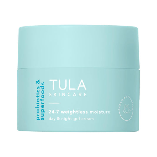 Tula Skin Care 24-7 Weightless Moisture Hydrating Day & Night Cream - Anti-Aging Lightweight Gel Cream Moisturizer For Face, Contains Watermelon & Blueberry Extract, 1.5 Oz