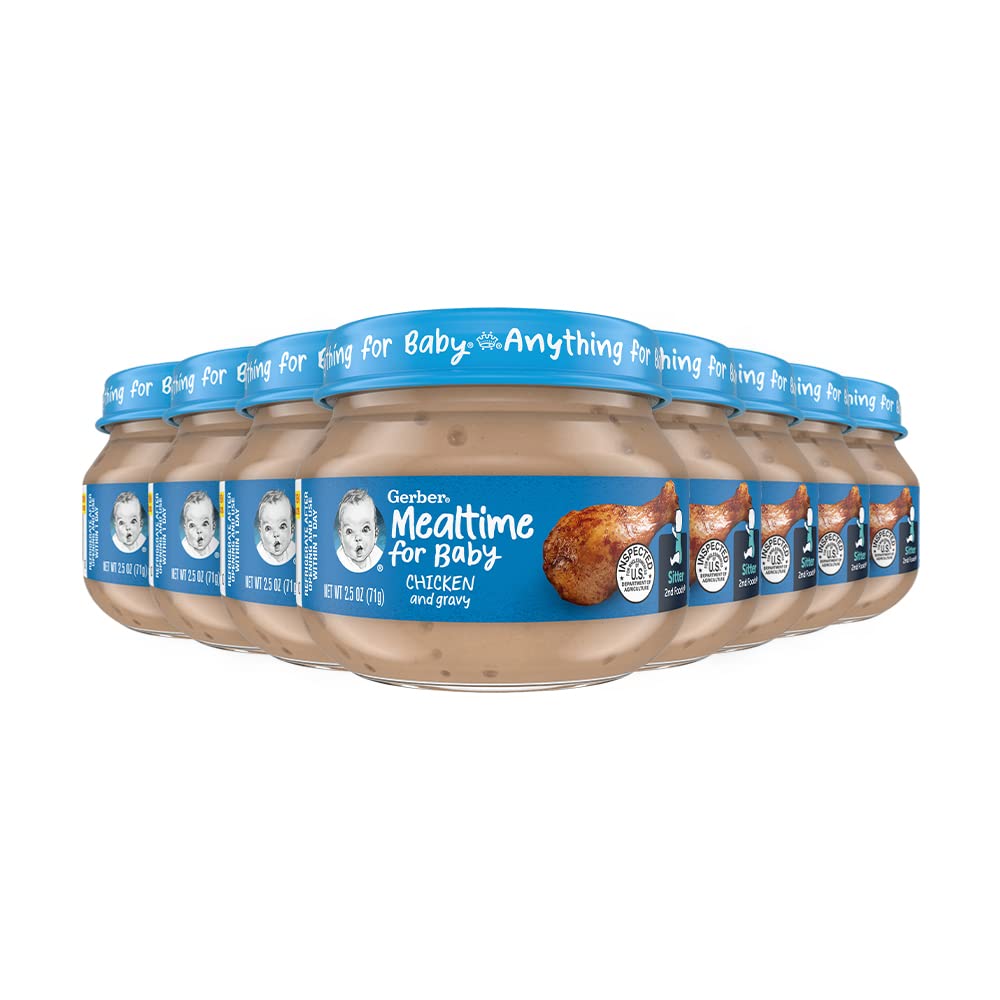 Gerber Baby Foods 2Nd Foods Meat, Chicken & Gravy, Mealtime For Baby, 2.5 Ounce Jar (Pack Of 10)