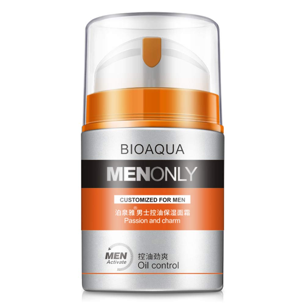 Bioaqua Men ?lean Pores Skin Face Cream Controls Sebum Hydro-Lipid Skin Oil Balance Nourishes Feeling Of Freshness 50G : Beauty & Personal Care