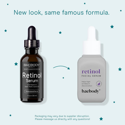 Baebody Made In Usa Retinol Serum For Face - Anti Aging Serum For Fine Lines & Wrinkles - Day & Night Retinol Face Serum - Retinol For Face With Jojoba Oil & Green Tea, 1 Fl Oz/30 Ml