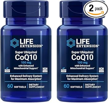 Life Extension Super Ubiquinol Coq10 With Enhanced Mitochondrial Support, Ubiquinol Coq10, Shilajit, Potent Heart Health & Cellular Energy Production Support, Ultra-Absorbable, Gluten-Free, 60 Softgel