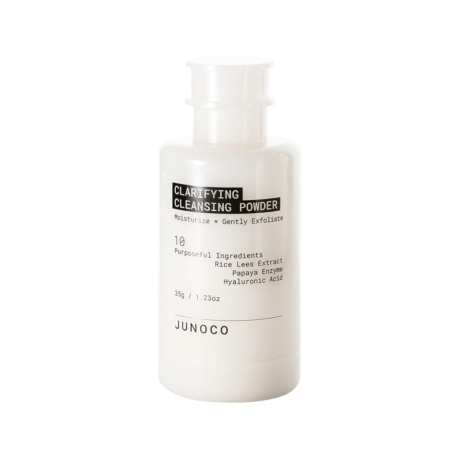 Juno & Co. Jade Clarifying Cleansing Powder, Refillable Exfoliating Enzyme Face Cleanser To Enhance Smooth, Hydrated Skin