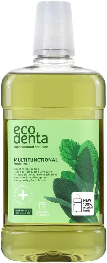 Ecodenta Multifunctional Alcohol Free Mouthwash For Bad Breath With Fluoride Suitable For Kids - Mouth Wash 500 Ml