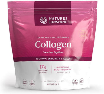 Nature'S Sunshine Collagen Powder Type I And Iii Grass Fed And Pasture Raised Premium Bovine Collagen Peptides 18 Oz