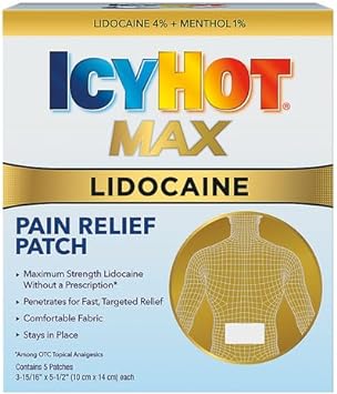 Icy Hot Max Strength Lidocaine Pain Relief Patch (5 Count) Penetrates for Fast, Targeted Relief