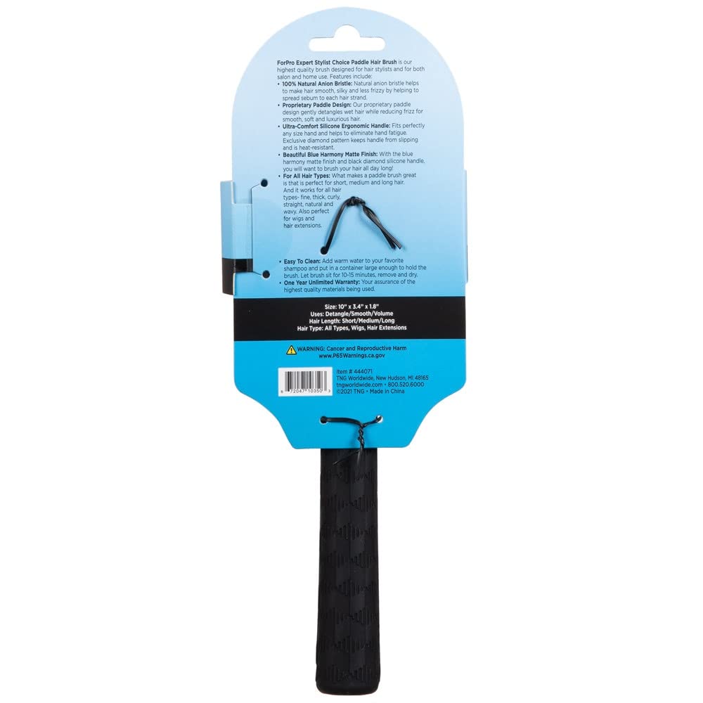 Forpro Professional Collection Expert Stylist Choice Paddle Hair Brush, 100% Natural Anion Bristle, Silicone Ergonomic Handle, Matte Blue : Beauty & Personal Care