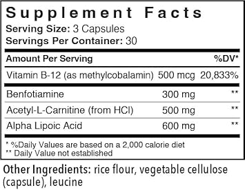 Patient One Nervecare | Supplement To Support Nerve And Vascular Health* | With Alpha Lipoic Acid, Vitamin B12, Alc And Benfotiamine | 90 Capsules
