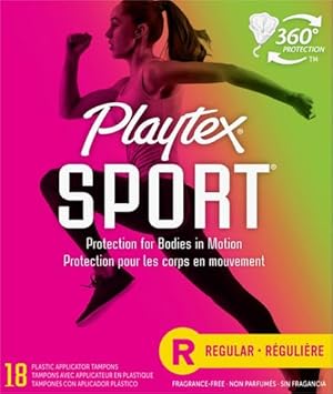 Playtex Sport Tampons, Regular Absorbency, Fragrance-Free - 18Ct