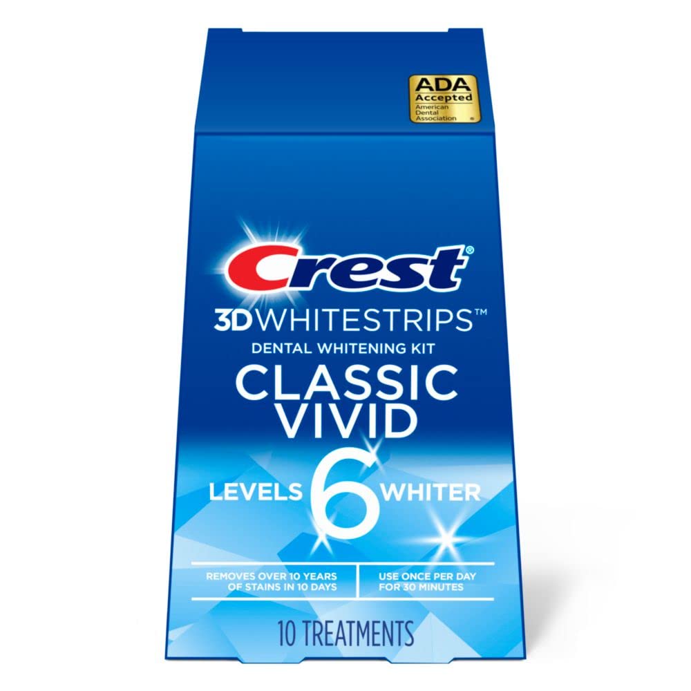 Crest 3D Whitestrips, Classic Vivid, Teeth Whitening Strip Kit, 20 Strips (10 Count Pack)