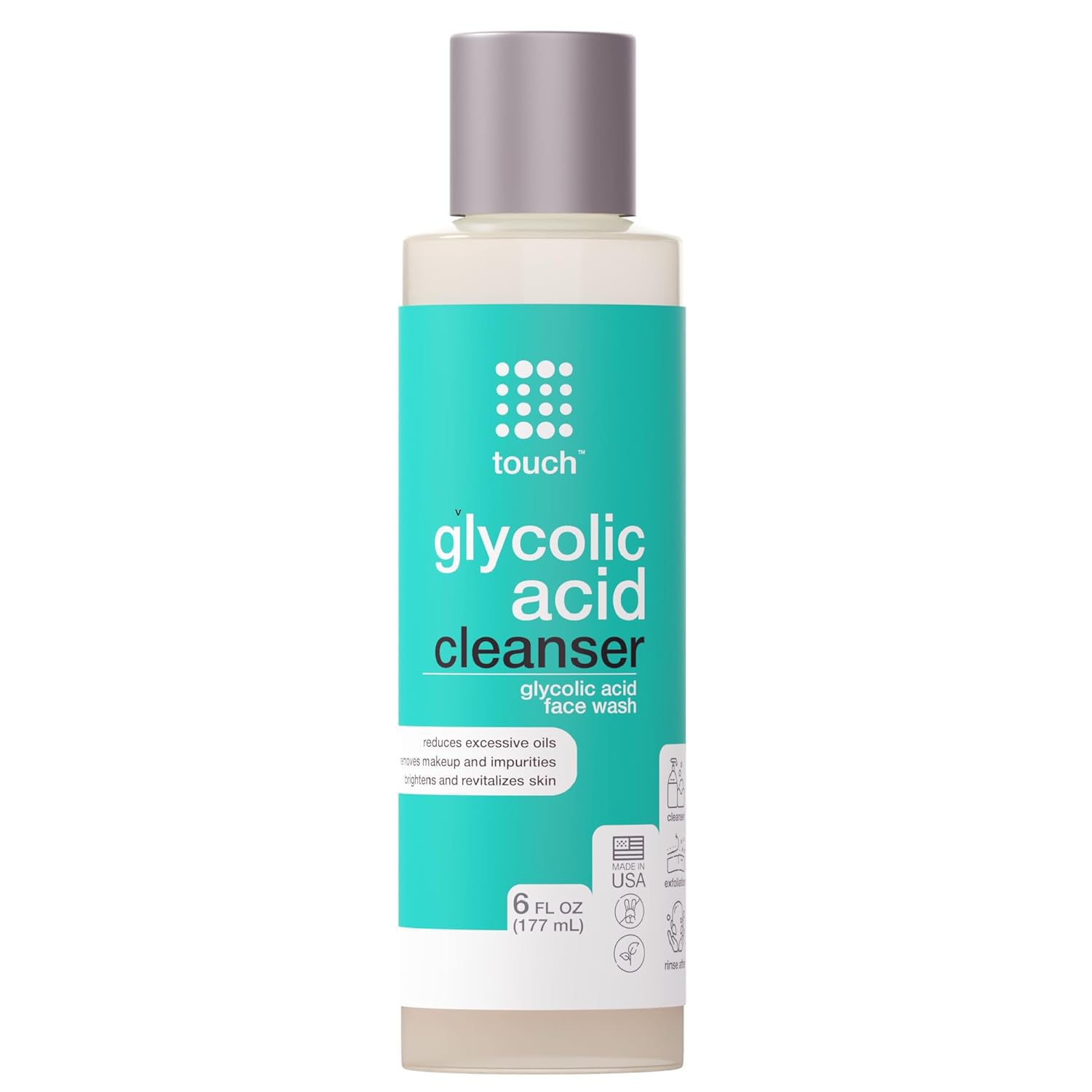 10% Glycolic Acid Face Wash - Exfoliating, Non Drying & Foaming Aha Cleanser - Anti-Aging, Skin Tone & Texture, Wrinkles, Pores, Blackheads - Sulfate Free, Oil Free, & Low Ph - 6 Oz