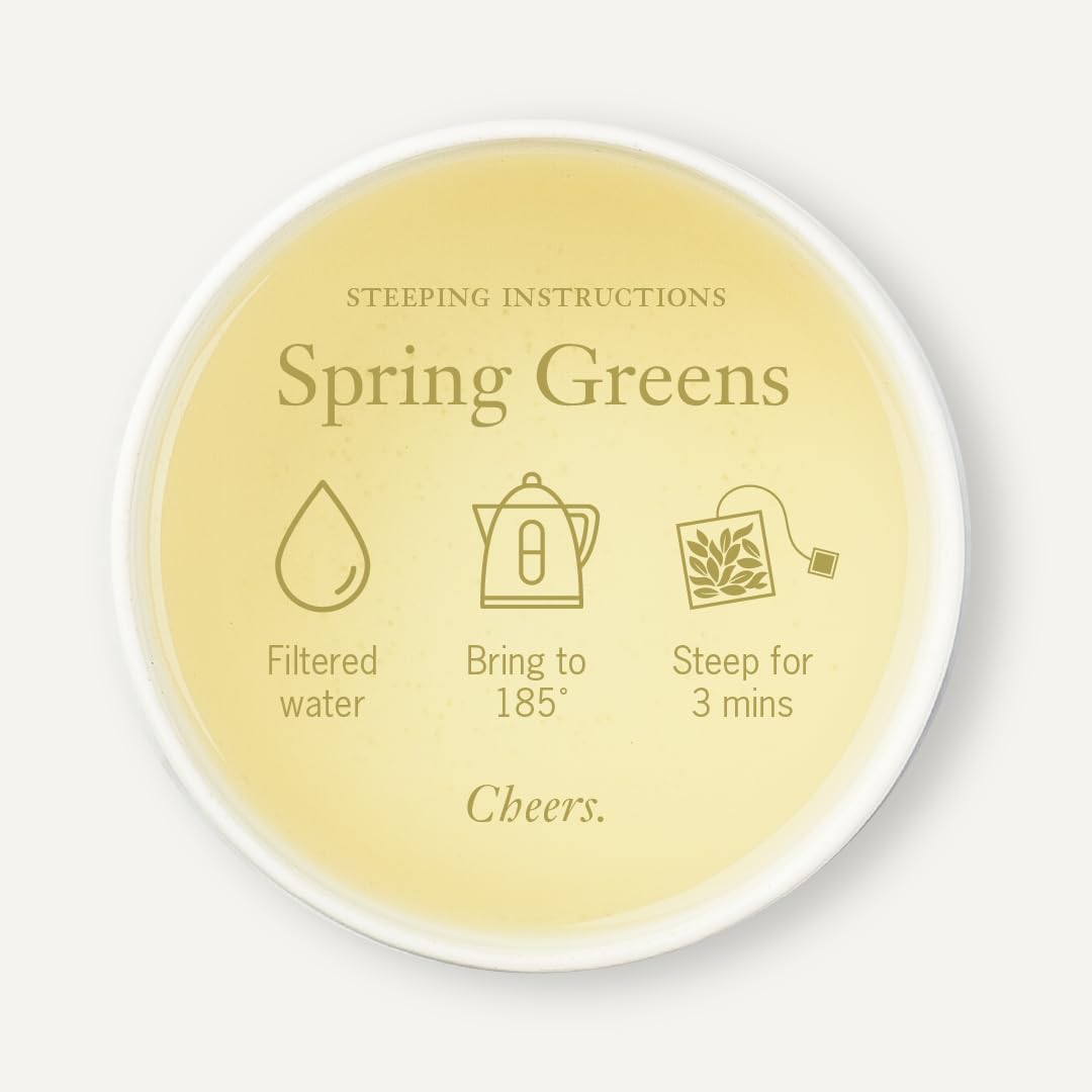 Smith Teamaker Spring Greens No. 8, Organic Mao Feng Green Tea, Caffeinated, Sugar-Free, Sustainably Grown Full Leaf Green Tea, 15 Sachets, 1.3Oz Each