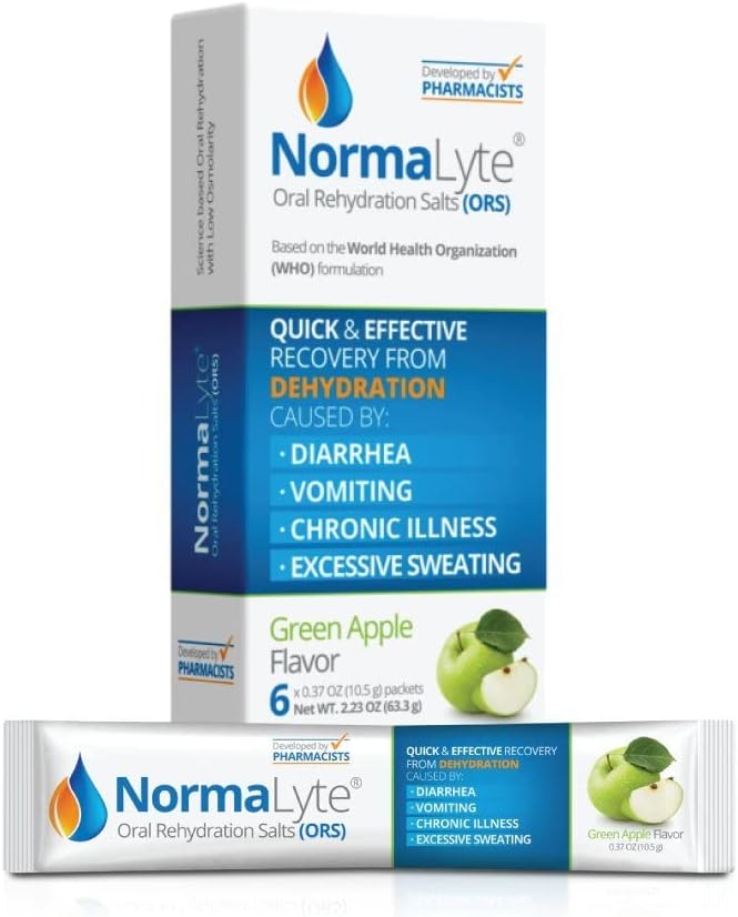 NormaLyte Apple 6ct Box, Oral Rehydration Salts ORS, Electrolyte Powde