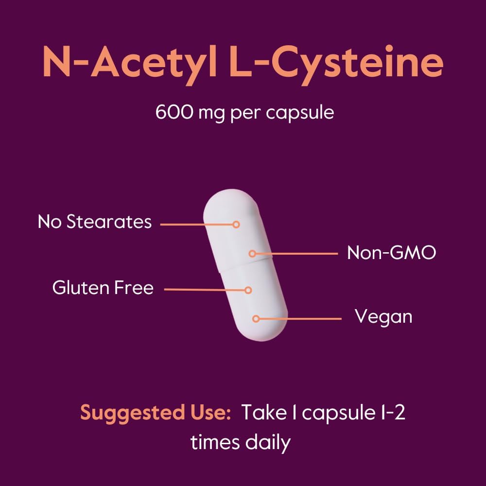 N-Acetyl L-Cysteine 600Mg (Nac) (120 Vegetarian Capsules) (120 X 2) - No Stearates - Vegan - No Fillers - No Silica - No Gelatin - Gluten Free - Non Gmo : Health & Household
