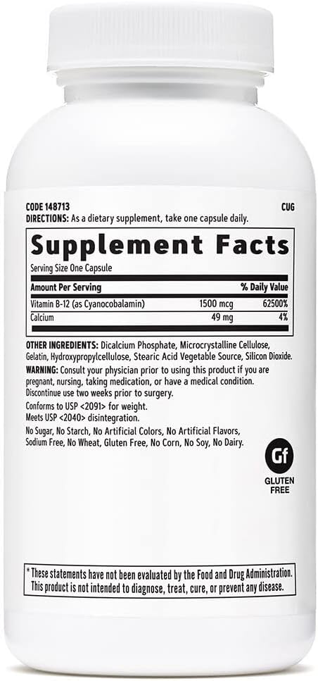 Gnc Vitamin B-12 1500Mcg, 90 Capsules, Supports Energy Production