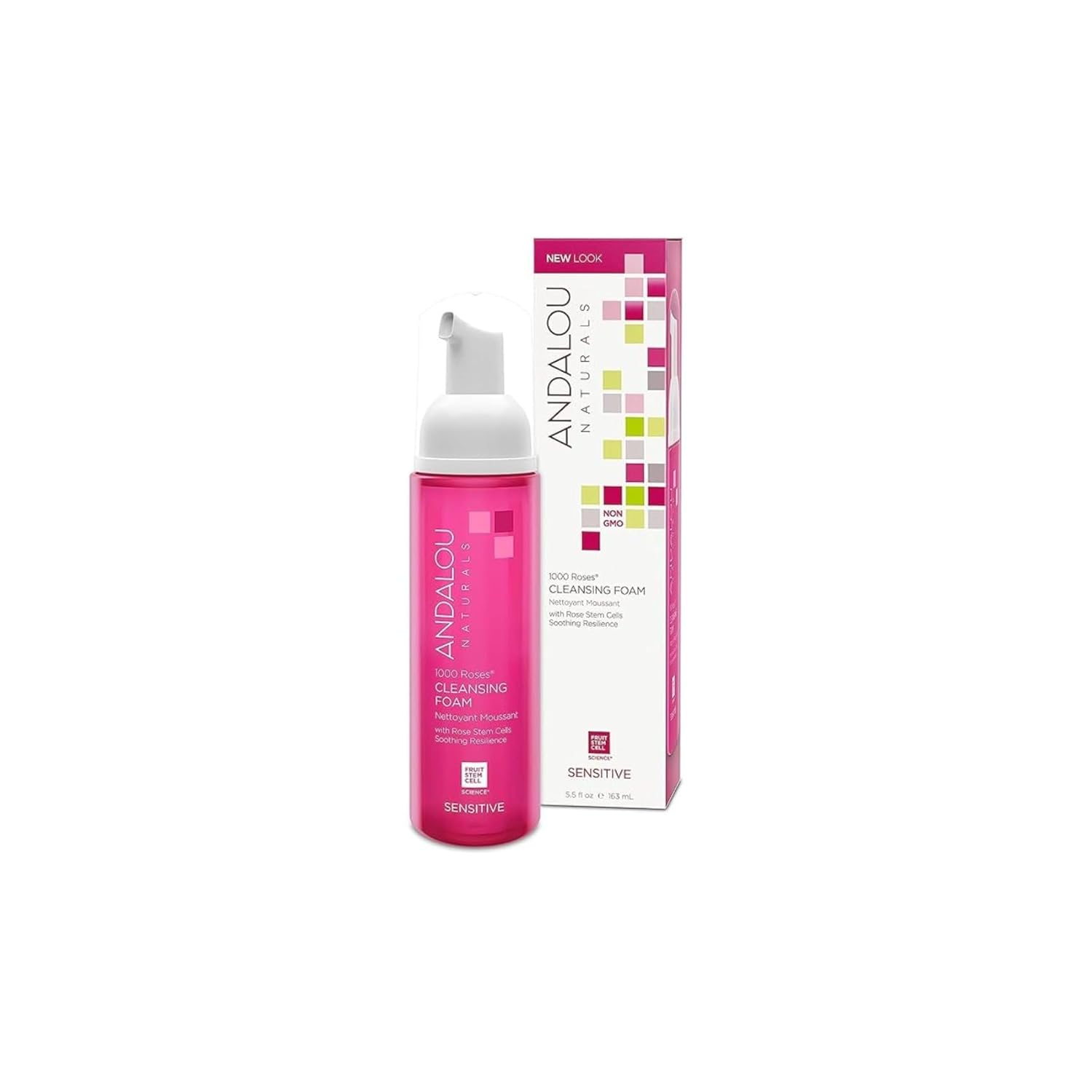 Andalou Naturals 1000 Roses Gentle Cleansing Foam Face Wash, Hydrating Foaming Facial Cleanser With Rosewater & Aloe For Women & Men, Non Toxic, Vegan