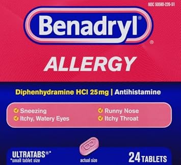 Benadryl Ultratabs Antihistamine Allergy Relief With Diphenhydramine Hcl, 24 Count