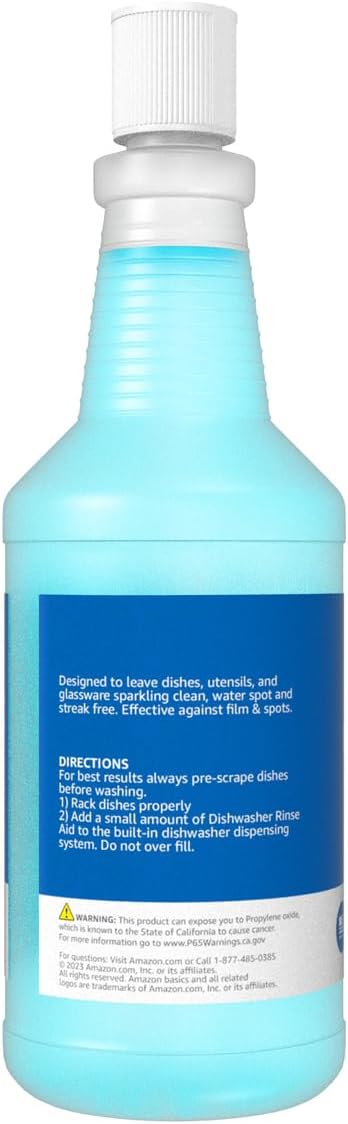 Amazon Basics Dishwasher Rinse Aid Liquid, 32 Fl Oz, Pack of 1