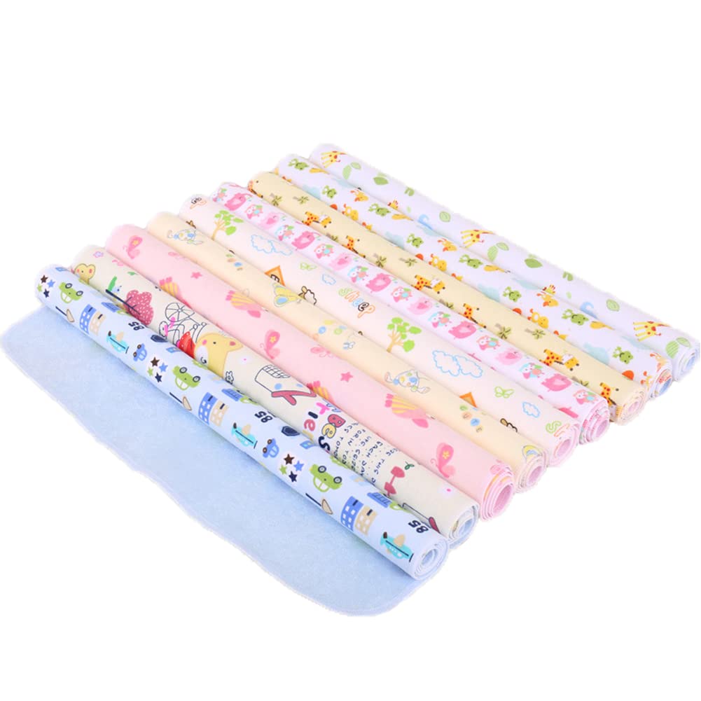Monvecle 4Pcs Pack Baby Infant Waterproof Cotton Changing Pads Washable Resuable Diapers Liners Mats (4Pcs Pack-18"X12")
