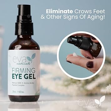 Eva Naturals Anti-Aging Eye Gel - Luxurious Hydrating Eye Cream For Dark Circles and Puffiness, Bags, Crows Feet, Wrinkles - W/Hyaluronic Acid & Skin-Firming Peptides Eye Gel (2 Fl Oz, 2 Pack) : Beauty & Personal Care