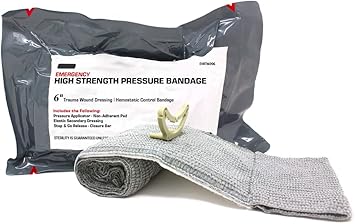 Meditac Emergency High Strength Pressure Bandage Trauma Wound Dressing Hemostatic Control Bandage - 6 Inch