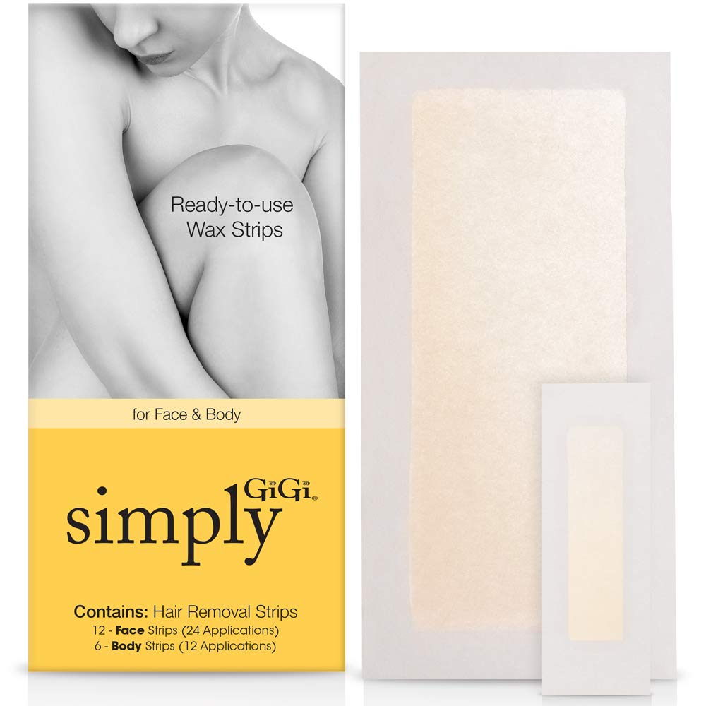 Simply Gigi Ready-To-Use Hair Removal Kit - 12 Face Strips And 6 Body Strips