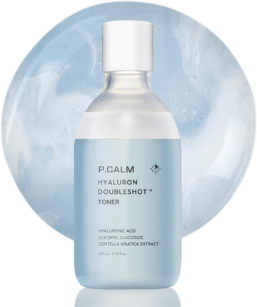 P.Calm Hyaluron Doubleshot Toner 200Ml | Vegan Deep Hydrating Facial Toner With Hyaluronic Acid, Gryceryl Glucoside, Centella Asiatica For Sensitive Skin | Korean Skincare