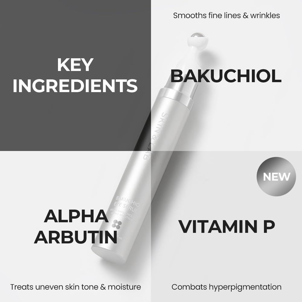 Skin&Lab Bakuchiol Eye Serum With Caffeine, Roll-On Korean Under Eye Serum, Anti-Aging Wrinkle Care For Fine Lines, Vegan, Cruelty-Free, 0.5 Fl. Oz