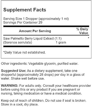 Swanson Saw Palmetto Liquid Extract (Alcohol And Sugar-Free) 1 Fl Ounce (29.6 Ml) Liquid (2 Pack)