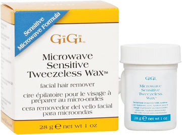 GiGi Microwave Sensitive Tweezeless Wax with Azulene Oil - Non-Strip Facial Hair Remover for Sensitive Skin, 1 oz