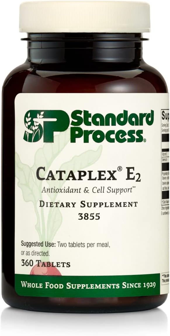 Standard Process Cataplex E2 - Whole Food Heart Health And Antioxidant With D-Alpha Tocopherol Vitamin E, Spanish Moss, Ascorbic Acid, Oat Flour, Inositol, Selenium - 360 Tablets