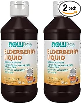 Now Supplements, Liquid Elderberry For Kids With Zinc And Astragalus, Immune Support*, 8-Ounce, Packaging May Vary (Pack Of 2)