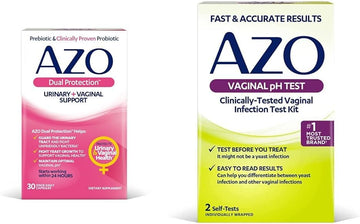 Azo Dual Protection Urinary & Vaginal Probiotics 30Ct + Vaginal Ph Test Kit 2 Self-Tests