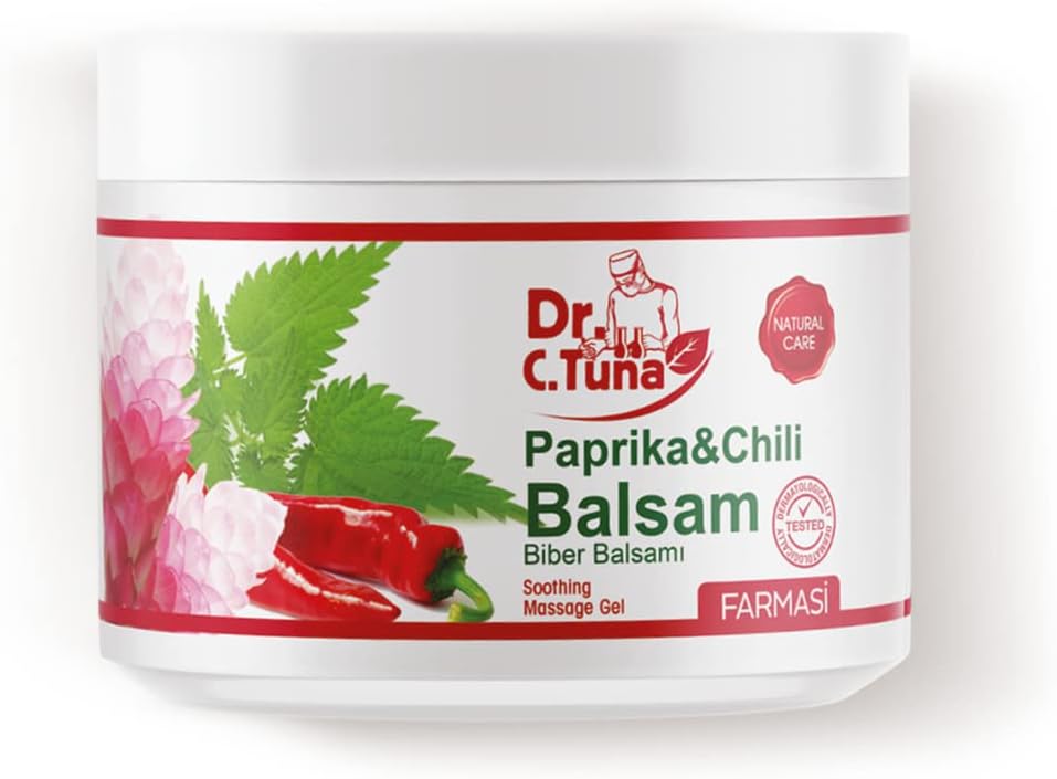 FARMASi Dr. C. Tuna Massage Gel Paprika & Chili Balsam, Red Pepper, Ginger Root & Nettle Extracts with Mint, Jojoba, Rosemary Oils to Soothe Your Body After a Long Day, 16.9 fl. oz / 500 ml