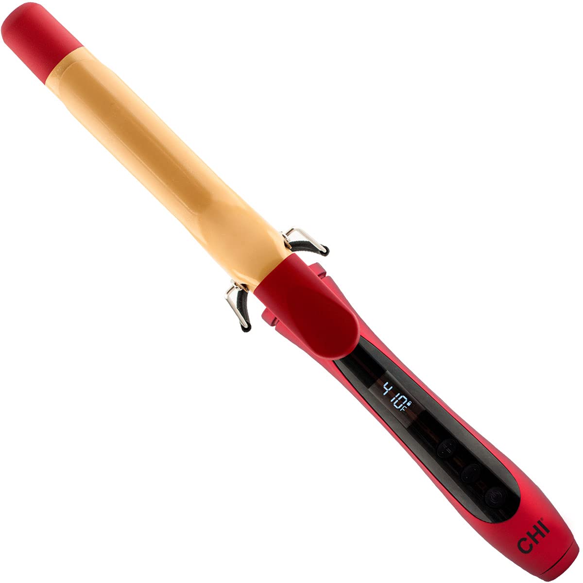 CHI Air Texture Fire Red Ceramic Curl Iron, Hair Curler For Smooth & Shiny Curls, Adjustable Temperature & Automatic Shut-Off, 1" Barrel