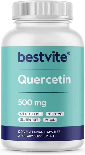 Bestvite Quercetin 500Mg (240 Vegetarian Capsules)(120 X 2) - No Stearates - No Silicon Dioxide - Vegan - Non Gmo - Gluten Free
