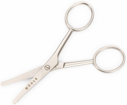 Mühle Beard, Nose & Ear Hair Scissors | 4-Inch Scissors | Matt Stainless Steel For Durability | Safe Rounded Tip | Manual Facial Hair Trimmers | Ergonomic Design