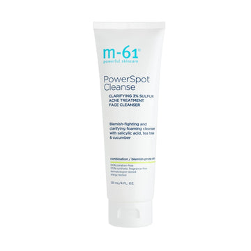 M-61 Powerspot Cleanse | Clarifying 3% Sulfur Acne Treatment Foaming Cleanser With Salicylic Acid, Tea Tree, Cucumber. For Blemish-Prone Skin, 4.0 Fl Oz