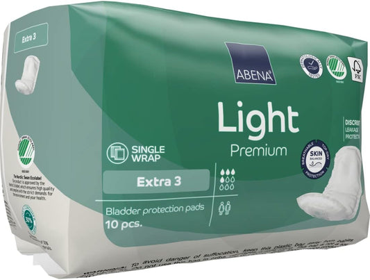 Abena Light Incontinence Pads, Eco-Labelled Women's Incontinence Pads Adults, Breathable & Comfortable With Fast Absorption & Protection, Incontinence Pads Women - Light Extra 3, 500ml, 10PK