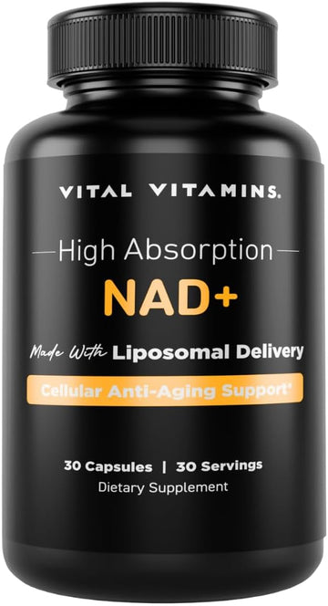 Vital Vitamins Nad Plus Supplement - Made With Liposomal Delivery - Cellular Anti-Aging Support, Energy, Focus - Nad+ (Nicotinamide Adenine Dinucleotide) For Men & Women - 30 Capsules