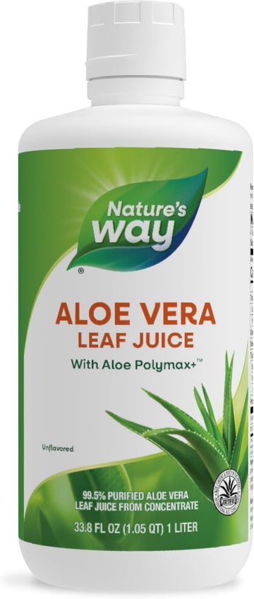 Nature'S Way Aloe Vera Leaf Juice With Aloe Polymax+, 99.5% Purified Aloe Vera Leaf Juice From Concentrate, Unflavored, 33.8 Fl. Oz (Packaging May Vary)