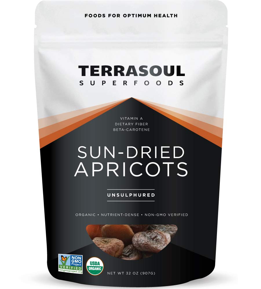 Terrasoul Superfoods Organic Apricots, 2 Lbs, Unsulphured, No-Added Sugar, Sweet And Tangy Delights For Snacking, Baking, And Vibrant Trail Mixes