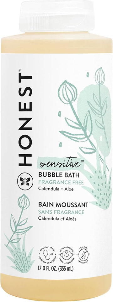 The Honest Company Foaming Bubble Bath | Gentle For Baby | Naturally Derived, Tear-Free, Hypoallergenic | Fragrance Free Sensitive, 12 Fl Oz