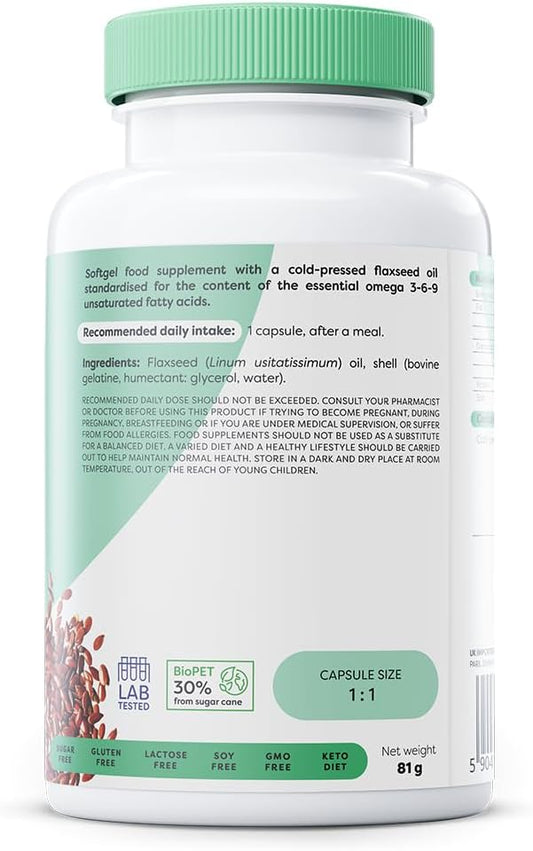Osavi Omega 3–6–9 Flaxseed Oil 1000 Mg – 60 Softgels | Cold–Pressed Flaxseed Oil With Essential Omega 3–6–9 Fatty Acids | Rich In Unsaturated Fatty Acids
