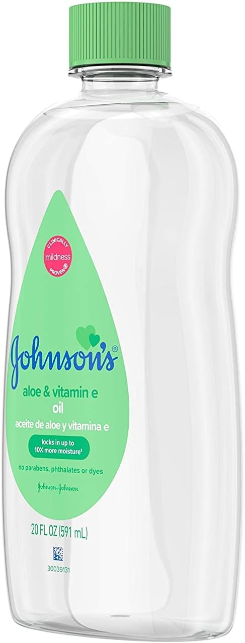 JOHNSON'S Aloe Vera & Vitamin E Baby Oil 20 oz (Pack of 4)