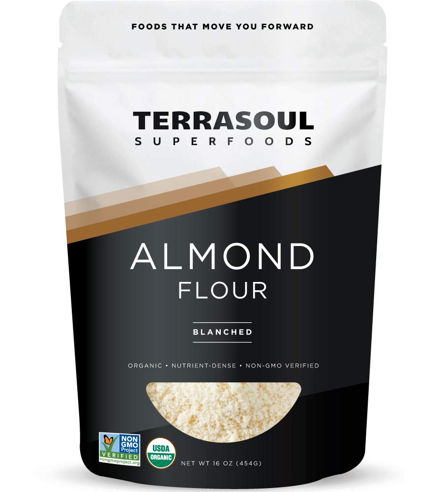 Terrasoul Superfoods Organic Almond Flour, 1 Lb - Fine Texture | Grain-Free | Gluten-Free | Perfect For Keto Baking