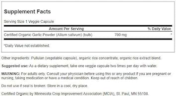 Swanson Made With Organic Whole Garlic 700 Milligrams 60 Veg Capsules