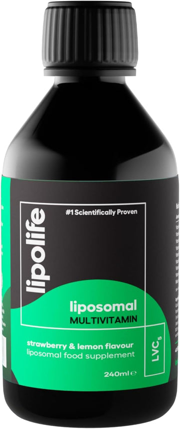 Lipolife Liposomal Vegan Multivitamin | Higher Absorption, Scientifically Proven | Advanced Formula. Strawberry And Lemon Flavour. 240Ml. For Your Family'S Immune Health