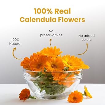 Blue Tea - Calendula Flower Tea Loose Leaf- 1.40 Oz (Pack Of 2) | Anti-Oxidant Rich | Pot Marigold | Pure And Dried | Non - Bitter - Herbal Tea - Caffeine Free - Non-Gmo | Pet Jar Packaging