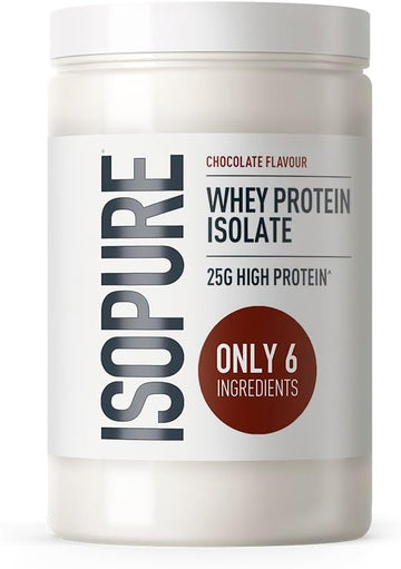 Isopure Chocolate Whey Protein Isolate Powder, High In Protein With 25 G Per Serve, Low In Sugar, No Artificial Flavours Or Sweeteners, Made With Only 6 Ingredients, 480 G