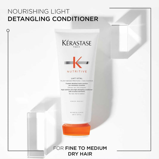 Kérastase Nutritive, High Nutrition Ultra-Light Conditioner For Fine To Medium Dry Hair With Niacinamide, Lait Vital, 200 Ml